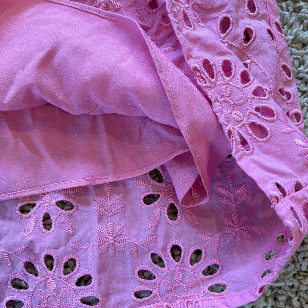 J Crew Puff-Sleeve Popover Top in Eyelet Pink Size Medium - Picture 8 of 14